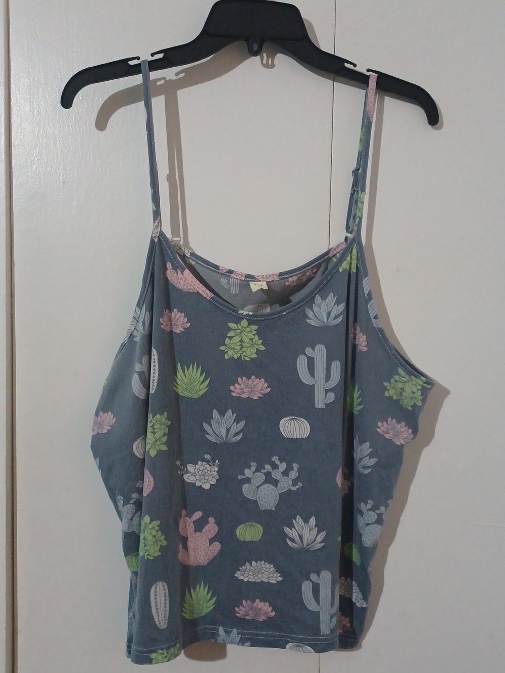 Blue Cactus & Succulent Print Tank Top